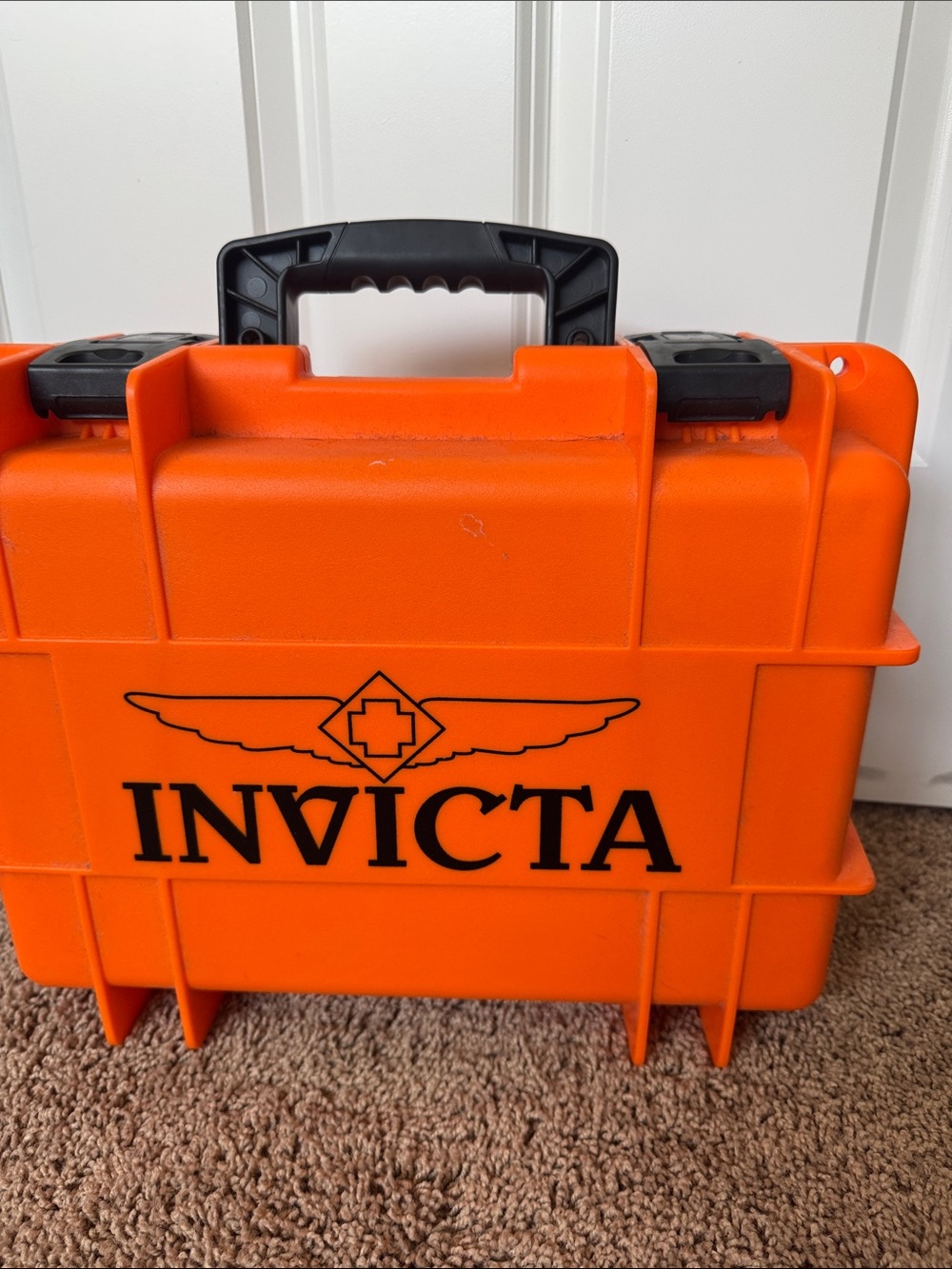 Invicta Bright Orange Hard Carry Case with Black Handle